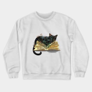 Black cats and floral book,Reading books, Book Sticker, bookworm gift for reader,student gift, lover books Crewneck Sweatshirt